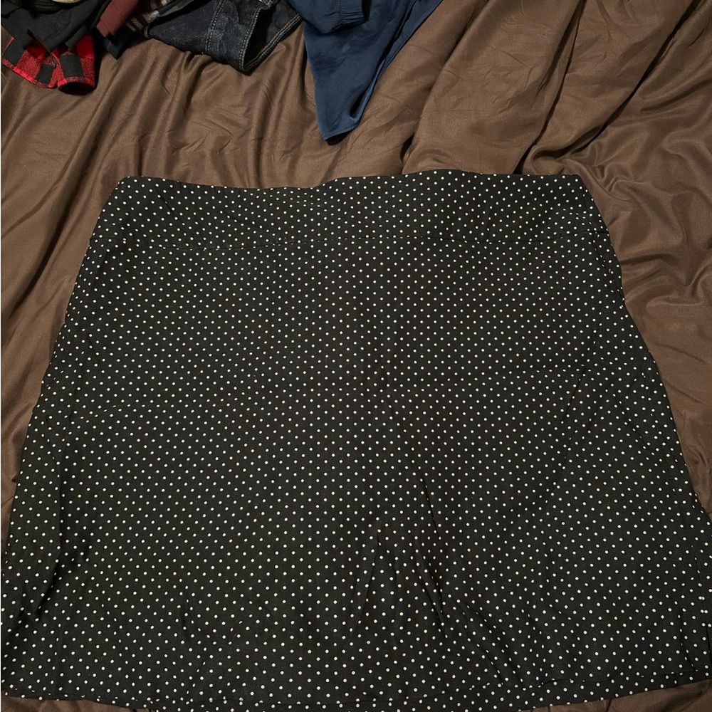 Charter Club Black Mini Skirt with White Polka Dots
